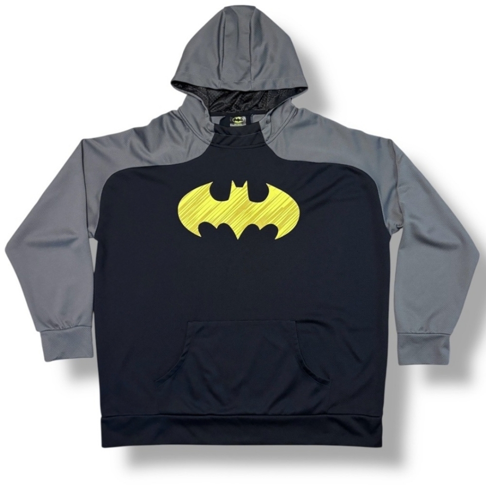 BATMAN Grey & Black Waffle Thermafit Fleece Hoodie